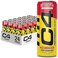 C4 Energy Drink 12oz (Pack of 24) - Strawberry Watermelon Ice - Sugar Free Pre Workout Performance Drink with No Artificial Colors or Dyes