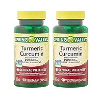 Spring Valley Turmeric Curcumin 500mg with 50mg Ginger Powder Twin Pack 180 Vegetarian Capsules