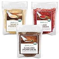 Healthworks Organic Cacao Powder, Maca Powder Raw and Raw Goji Berries (16 Ounces / 1 Pound)