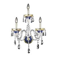 Elegant Lighting 7810W3BE/EC Cut Clear Crystal Alexandria 3-Light Crystal Wall Sconce, Finished in Blue with Clear Crystals