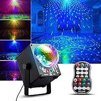 Party Dj Disco Stage Light with Sound Activated and 60 Color Changing, Bietrun Led RGB Laser Rave Flashing Strobe Lights with Remote Control for Parties, Wedding, Dance Floor, Bar, DJ, Birthday, KTV