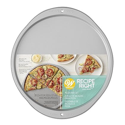 Wilton Recipe Right 12-Inch Pizza Pans, 2-Piece Set, Steel