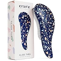 Crave Naturals Glide Thru Detangling Brush for Adults & Kids Hair - Detangler Brush for Natural, Curly, Straight, Wet or Dry Hair - Hairbrush for Men & Women, Little Girl Hair Accessories, Terrazzo