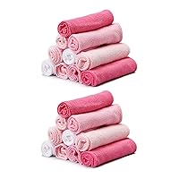 Spasilk Washcloth Wipes Set for Newborn Boys and Girls, Soft Terry Washcloth Set, Pack of 20, Pink