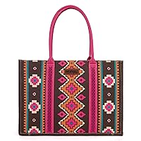 Wrangler Tote Bag for Women Aztec Top Handle Satchel Purse Boho Shoulder Handbags with Zipper Western Hobo Fall Collection Gift XY6 WG2203-8119HPK