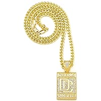 Dream Chasers Gold Color Pendant with 24 Inch Necklace Cuban Necklace