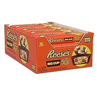 REESE'S Big Cup with Puffs Cereal Milk Chocolate King Size Peanut Butter Cups, Candy Packs, 2.4 oz (16 Count)