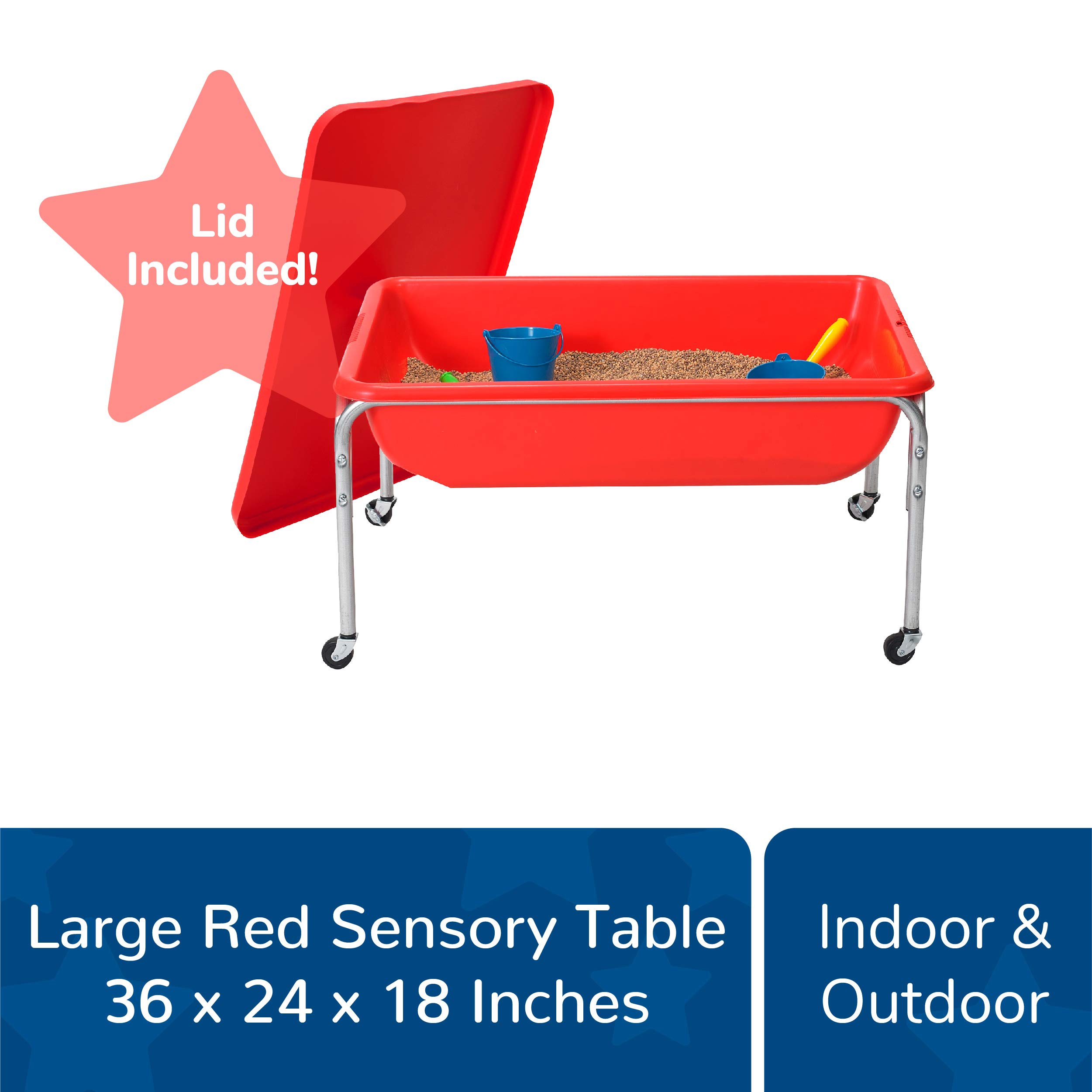 Children's Factory, 1135-18, Sensory Table & Lid Set, Preschool and Classroom Indoor - Outdoor Play Equipment, Kids Special Needs Activity, 18”H, Red