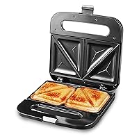 Elite Gourmet ESM2207SS Sandwich Panini Maker Grilled Cheese Machine Tuna Melt Omelets Non-stick Cooking Surface, 2 Slice, 750 Watts, Stainless Steel