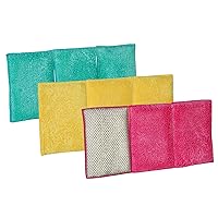 Smart Design Non Scratch Scrub Sponge with Bamboo Odorless Rayon Fiber - Set of 9 - Ultra Absorbent - Soft and Scrubber Side - Cleaning, Dishes, and Hard Stains - Vibrant - Yellow, Green, Pink
