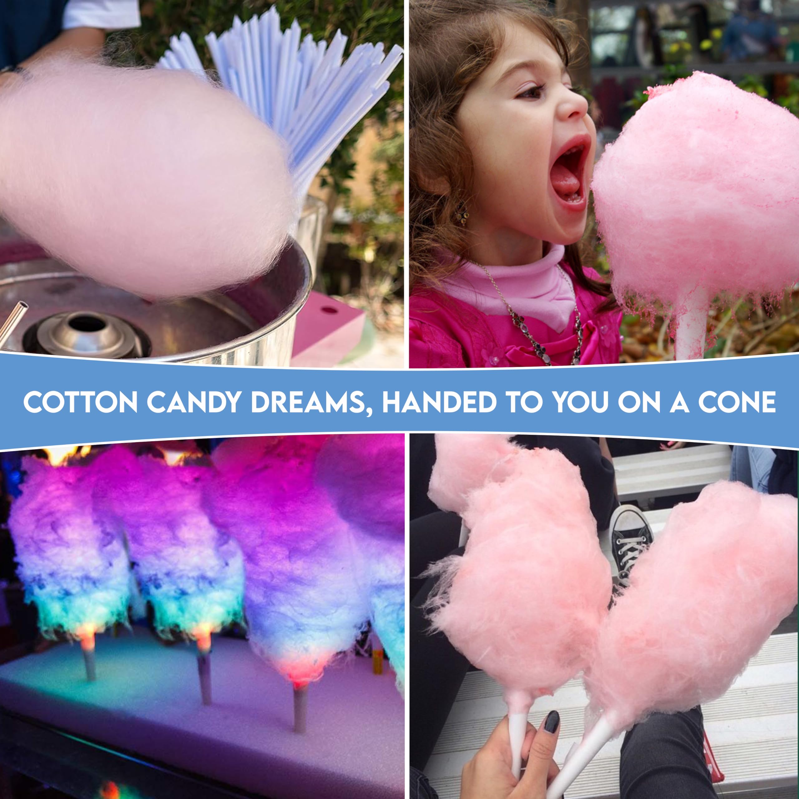 Plain Cotton Candy Cones - Package of 1,000