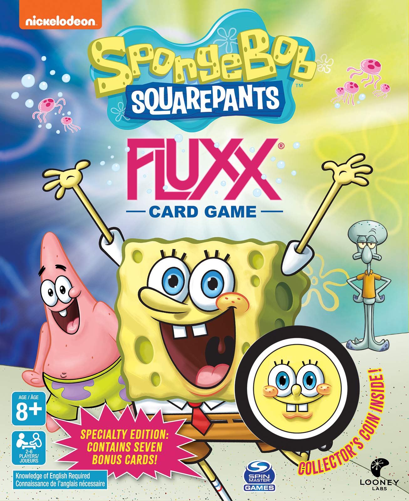 LOONEY LABS Spongebob Fluxx Game - Spongebob Card Game Card Games for Kids and Adults Fun Games Party Games Kids Games Best Card Games for Adults Games for Family Game Night 2-6 Player Games