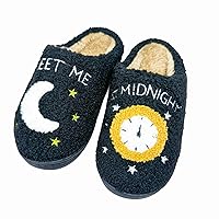 Women‘s Fuzzy Slipper Men's Smile Face Slippers Girls Indoor Bedroom Slipper Boys Fluffy Winter House Shoes Non-slip Shoes for Indoor