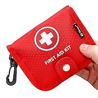Small First Aid Kit, 100 Pieces Water-Resistant Well Organzied Pouch with Rotatable Buckle - Ideal for Outdoor, Travel, Biking, Camping, Hiking, Car (Red)