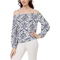 Womens Printed Cold Shoulder Blouse