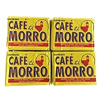 Café El Morro Dark Roast Espresso Ground Coffee, Bulk Coffee, Authentic Puerto Rican Style Coffee, Vacuum Sealed, Ground Espresso Beans, 6 oz (4-Pack)