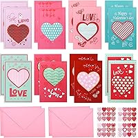 Noverlife 24 Sets Valentine's Day Cards with Envelopes & Stickers, Love Heart Happy Valentine Greeting Cards for Kids School Classroom Exchange, Valentine Note Cards Gift Cards Anniversary Love Cards