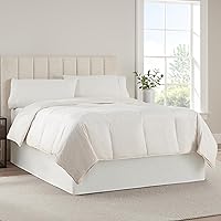 Modern Solid Bed Skirt, Hotel Quality Dust Ruffle with 13 Inch Drop, Machine Washable, Queen, White