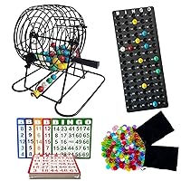 SEETOOOGAMES Deluxe Bingo Game Set - 8 Inch Metal Cage, 50 Bingo Cards, 600 Bingo Chips, Bingo Balls and Plastic Master Board, Great for Adults Large Groups, Famliy Games Nights Parties