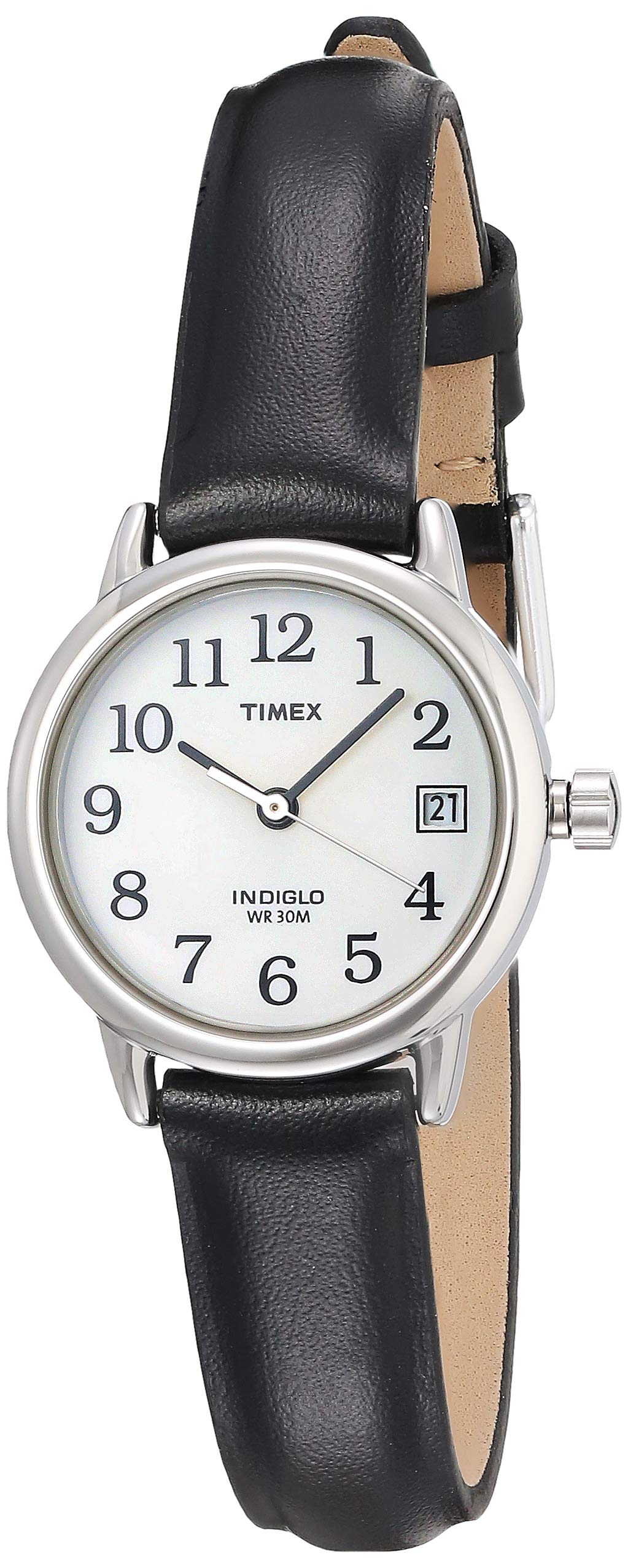 Mua Timex Women's T2H331 Indiglo Leather Strap Watch,  Black/Silver-Tone/White trên Amazon Mỹ chính hãng 2023 | Giaonhan247