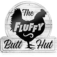 Bigtime Signs The Fluffy Butt Hut Chicken Coop Sign - Funny and Functional PVC Decor - Ideal Gift for Chicken Lovers - Quirky Hen Nesting Box and Feeder Accent - Humorous Outdoor Decor - 12