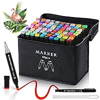 Alcohol Markers,80 Colors Dual Tip Art Markers for Kids & Adult Coloring Sketching Drawing Markers for Artists Paint Markers Pen with Carry Case