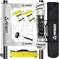 Outdoor Volleyball Net Set with Steel Wire Rope and 2 Inch Boundary Line Professional Volleyball Sets for Backyard with Adjustable Aluminum Poles and Anti-Sag Winch System