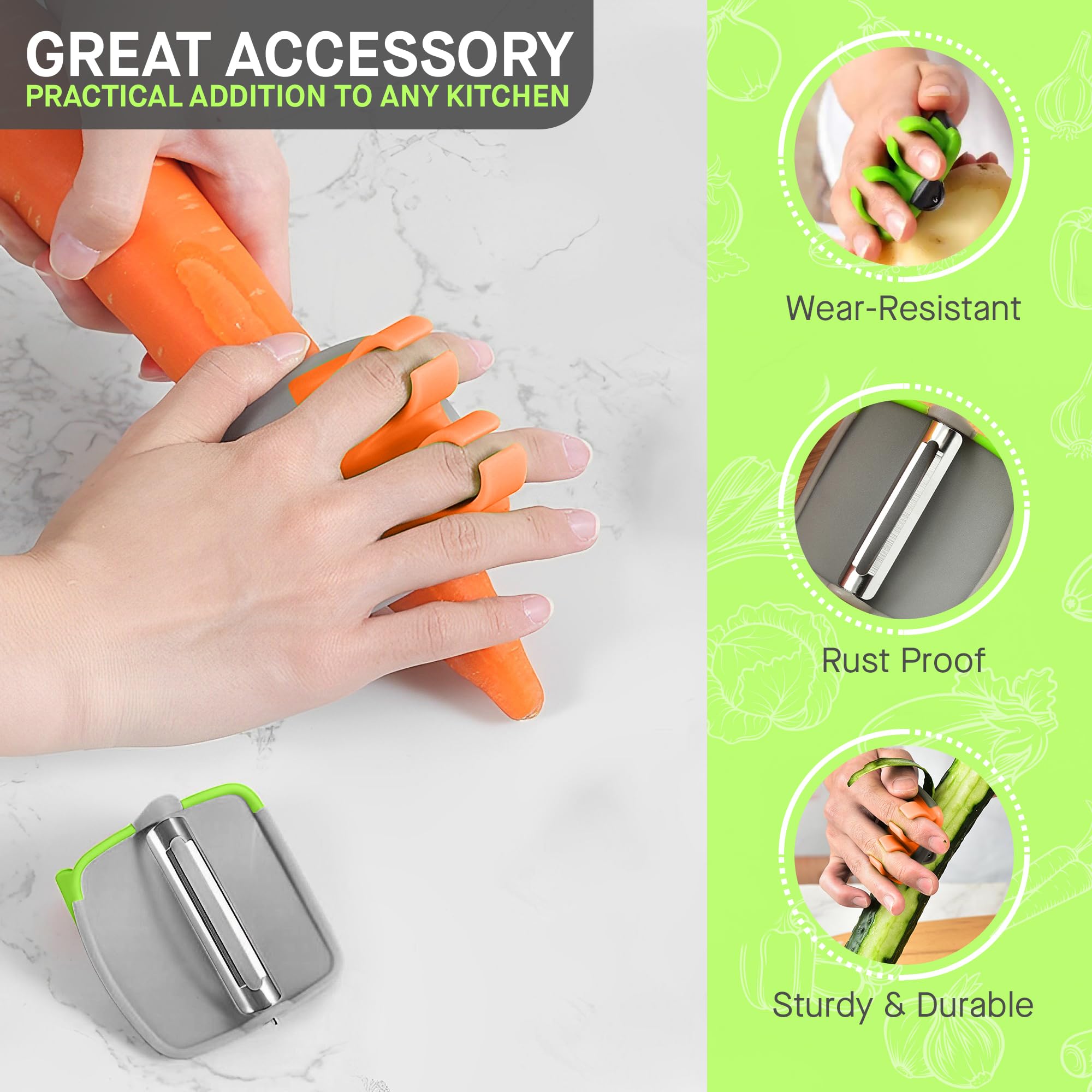 Fingers Grip Palm Peeler for Fruit & Vegetable, Comfortable Silicone Finger Grips Peeling Tool for Potato, Carrot, Cucumber, Apple, Veggie & Pumpkin, Kitchen & Dinning Gadgets For Home