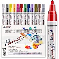 Permanent Paint Pens White Markers - 2 Pack Single color Oil Based, Medium  Tip, Quick Drying and Waterproof Marker Pen for Metal, Rock Painting, Wood,  Fabric, Plastic, Canvas, Mugs