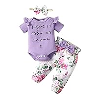 OLLUISNEO Baby Girl Clothes Infant Girl Summer Outfit Letter Striped Shorts Sets Gifts Stuff for Girl