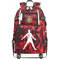 BOLAKE Sturdy Cristiano Ronaldo Backpack with USB Charging Port-Classic Al Nassr FC Graphic Rucksack for Football Fans