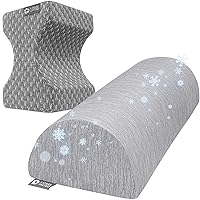 5 STARS UNITED Half Moon Bolster Semi-Roll Pillow, Cooling Cover and Knee Pillow for Side Sleepers - Bundle, 100% Memory Foam