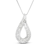 NATALIA DRAKE 1/2 Cttw Pear Shape Diamond Necklace for Women in Rhodium Plated 925 Sterling Silver