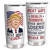 Stainless Steel Wife Gift Tumbler, 20 Oz, Double Wall Vacuum Insulated, Romantic Anniversary, Birthday, Mother's Day, Valentines Day Gifts for Her