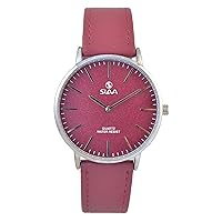 SL10322SRed Quartz Analog Waterproof Womens Wrist Watch Leather Band