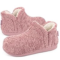FamilyFairy Bootie Slippers for Women Warm House Shoes Memory Foam Indoor Outdoor Fuzzy Boots with Rubber Sole