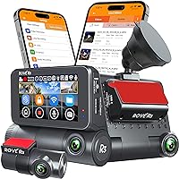 Rove R3 Dash Cam, 3” IPS Touch Screen, 3 Channel Dash Cam Front and Rear with Cabin, Built-in GPS, 5.0 GHz WiFi, 2K 1440P+1080P+1080P, 24-HR Parking Monitor, Supercapacitor, Supports up to 256GB Max