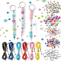 WATINC 286Pcs DIY Keychain Making Craft Kits, Adjustable Kits for Bracelets Key Ring with Yellow Letter Transparent Beads, Make Your Own Jewelry Making Kit Accessories Festival Party Favor Supplies