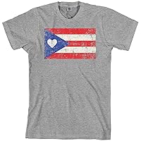 Threadrock Men's Puerto Rico Flag with Heart T-Shirt