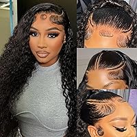 Deep Wave Lace Front Wigs Human Hair 200% Density HD Transparent 20 Inches Deep Wave Wig Human Hair Lace Front Wigs For Black Women 13x4 Deep Wave Frontal Wig Pre Plucked With Baby Hair