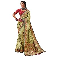 Indian Wedding Banarasi Silk Diamond & Mirror Work Saree Blouse Woman Muslim Sari 2473