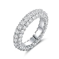 Womens 3 Row Eternity Ring Wedding Band 18k White Gold or Rose Gold Plated Cubic Zirconia Eternity Band Ring Jewelry