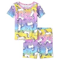 The Children's Place Baby Girls' and Toddler Sleeve Top and Shorts Pajama Set