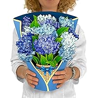 Freshcut Paper Pop Up Cards, Nantucket Hydrangeas, 12 Inch Life Sized Forever Flower Bouquet 3D Popup Greeting Cards, Mother's Day Gifts, Birthday Gift Cards, Gifts for Her, Note Card & Envelope