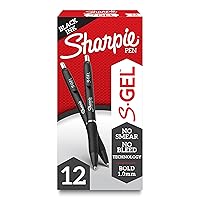 SHARPIE S-Gel, Gel Pens, Bold Point (1.0mm), Black Ink Gel Pen, 12 Count