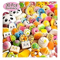 Upgraded Coluans 30Pcs Kawaii Squishies Random Super Slow Rising Squeeze Fidget Toy Bun Phone Straps Stress Relief Toys for Adults Birthday Favors for Kids Treasure Box Pinata Pretend Play