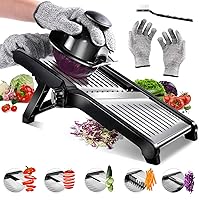 Ourokhome Kitchen Adjustable Mandolin Slicer - Stainless Steel Food French  Fry Cutter for Veggie Potato Chip Onion Tomato Cabbage Julienne with a