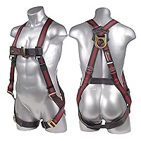 UFH10201P Kapture Elite 5-Point Full Body Safety Harness Fall Protection with Dorsal D-Ring and Mating Buckle Legs, ANSI Compliant, L-XL, Red/Black