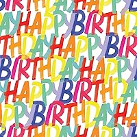 Jillson Roberts 12 Sheet-Count Recycled Flat Folded Birthday Gift Wrap, Rainbow Birthday
