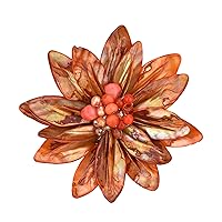 AeraVida Pretty Orange Water Lily Flower Colored Mother of Pearl Shell Brooch Pin | Lily Flower Jewelry | Pearl Brooch Pins for Women | Orange Brooches